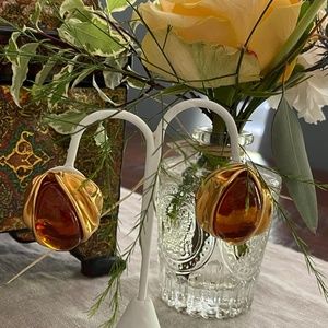 80s Vintage Serge Breton Amber Murano Glass Earrings